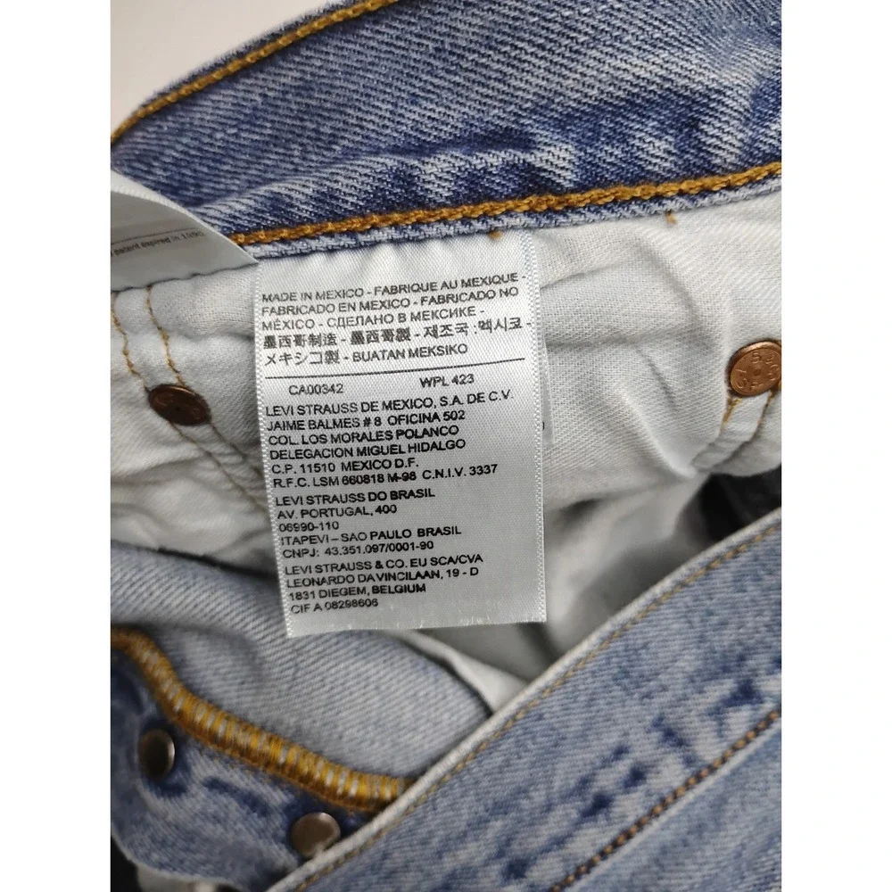 Levis 501 Jeans 34x34 Light Wash Blue Denim Button Fly Trashed Distressed